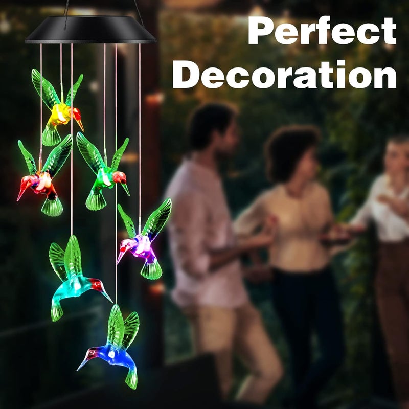 DesGully Gifts for Mom from Daughter Son Husband LED Solar Hummingbird Wind Chimes Indoor Outside Best Gifts for Mothers Day Birthday Grandma Women Who has Everything Outdoor Decor,Yard Decorations - Image 2